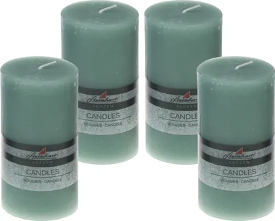 Produktbild von 4er Set Adventskranzkerzen "Raureif" Salbei 150/78 mm