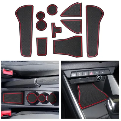 Image de Compatibles avec l'Audi A1 GB 2019-2023, 2024 et 2025. Tapis en caoutchouc pour la console centrale, tapis antidérapants, tapis de sol antidérapants en caoutchouc pour l'A1 Sportback 2024 (rouge).