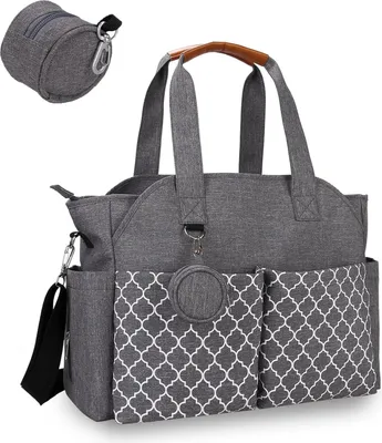 Produktbild von Wickeltasche 13 Fächer Reisewickeltasche Tragetasche tragbare Babytasche mit Schnullerfach - großer Stauraum für alle Babyaccessoires grau