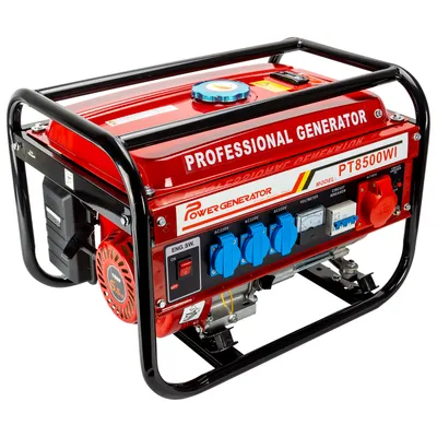A red and black portable generator on a white background.