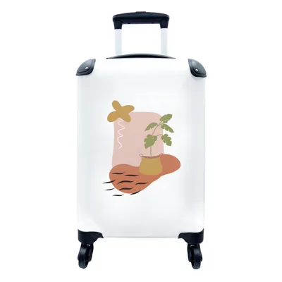 Produktbild von MuchoWow® Koffer Handgepäck Trolley Rollkoffer Kleine Reisekoffer mit 4 Rollen - Pflanze - Abstrakt - Kunst - Pastell - Botanisch - Cabin Size < 55x40x23 cm & 55x40x20 cm - Fotokoffer - Kabinenkoffer - Boardgepäck - Reise-Box - Reisekoffer - Reisegepäck - Koffer mit Bild - Trolley für Kinder