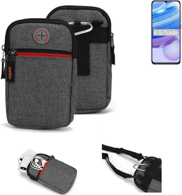 Produktbild von K-S-Trade Holster Gürteltasche kompatibel mit Xiaomi Redmi 10X Pro Handy Tasche Schutz Hülle grau Zusatzfächer 1x