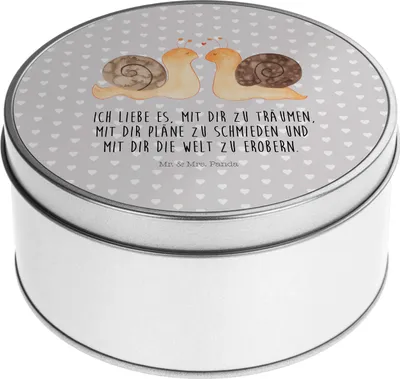 Produktbild von Mr. & Mrs. Panda Aufbewahrungsbehälter Schnecken Liebe - Grau Pastell - Geschenk, Pärchen, Träume, Vorratsdosen, Dose, Heiraten, zuckerdose, Große, Ehe, Keksdose