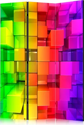 Obrázok produktu pre 3-dielny jednostranný netkaný paraván - Farebná skladačka 135x172 cm 3D f-A-0364-z-b