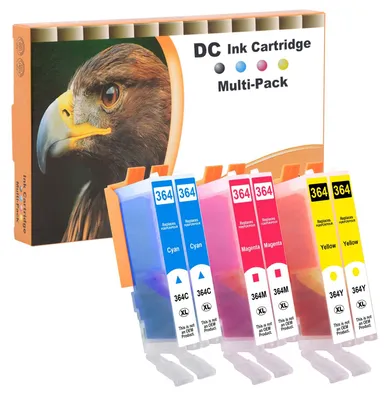 Image de Cartouches d'encre compatibles D&C 364 XL pour HP 364 XL, compatibles avec les imprimantes HP Deskjet 3520, 3070A, Officejet 4620, 4622, Photosmart 5510, 5520, 5524, 6510, 6520, modèles b110a et b109a (2 cartouches cyan, 2 cartouches magenta, 2 cartouches jaunes, lot de 6)