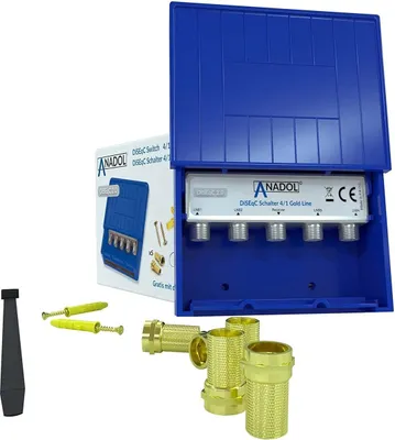 Produktbild von Anadol Gold Line DiSEqC 2.0 Schalter 4 Eingang / 1 Ausgang (mit Wetterschutzgehäuse, HDTV)