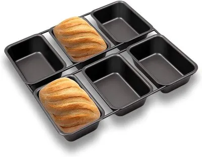 Obrázek produktu pro Mini forma na pečení – nepřilnavý povrch – 6 otvorů – vhodná na chléb, koláče a dezerty