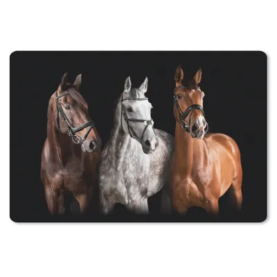 Produktbild von MuchoWow® Schreibtischunterlage Pferde - Tiere - Schwarz 60x40 cm - XXL Mauspad - Großes Mauspad