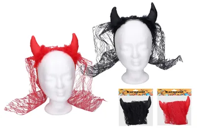 Produktbild von Karneval-Set – Diadem mit Hörnern und Schleier