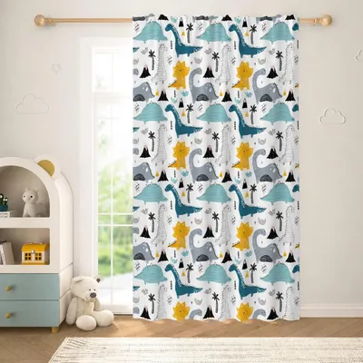 Produktbild von Vorhang mit Dinosaurier-Motiv für Kinderzimmer, Dschungel-Design, halbdurchsichtig