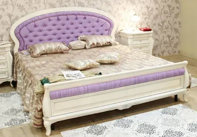 Produktbild von Casa Padrino Luxus Barock Doppelbett mit Glitzersteinen Lila / Weiß - Prunkvolles Massivholz Bett - Luxus Schlafzimmer Möbel im Barockstil - Barock Schlafzimmer Möbel - Edel & Prunkvoll