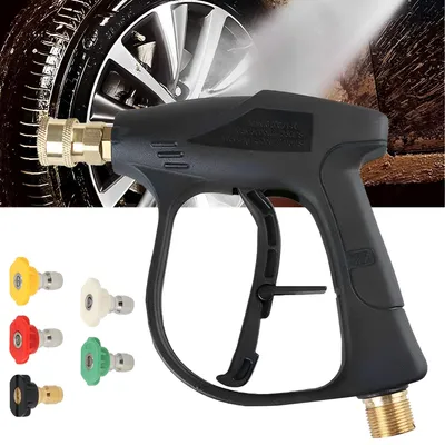 Produktbild von Hochdruckreinigungspistole Hochdruck-Reinigungspistole Sprühpistole - 5 austauschbare Düsen - M22 14 mm Anschluss - 1/4 Zoll Schnellkupplung - Für Auto, Terrasse und Fenster