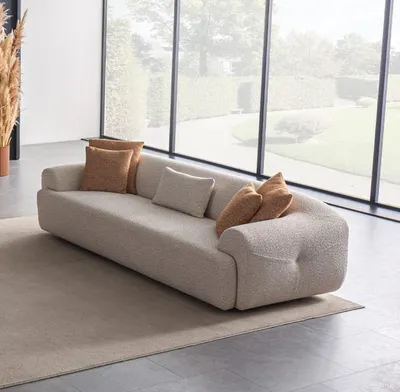 Immagine prodotto di Divano grigio, 3 posti, Moderno, Con cuscini, Tessile, 256x103x72 cm