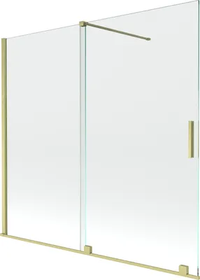 Produktbild von Mexen Velar 2-Flügel-Badewannenwand Regulierbare 170 x 150 cm, transparent, Gold gebürstet - 896-170-000-01-55