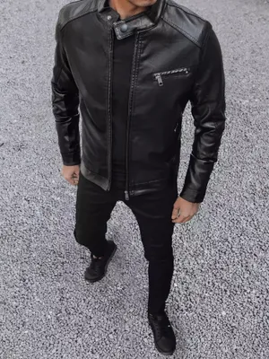 Produktbild von Dstreet Lederjacke für Männer Dreary schwarz 3XL
