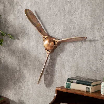 Produktbild von riess-ambiente Authentische Wanddekoration SCREW III 60cm kupfer geflammt Flugzeug Propeller