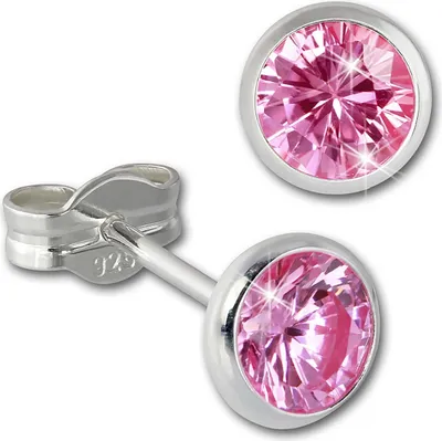 Image de SilberDream Boucles d'oreilles pour femmes 925 argent rose zircon 5mm SDO5535A
