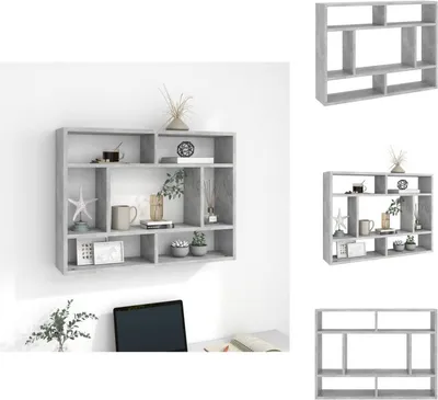 Immagine prodotto di vidaXL Scaffale a muro grigio cemento 75x16x55 cm materiale a base di legno - Scaffali a muro
