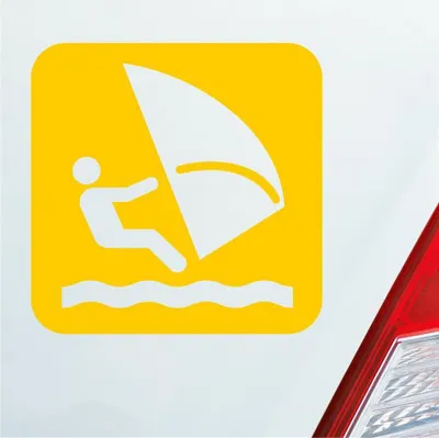 Produktbild von Auto Aufkleber Windsurfer Surfing Wind Surfer Kite Sport 10x10 cm Gelb Sticker Heckscheibenaufkleber