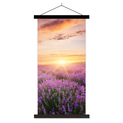 Produktbild von MuchoWow® Textilposter Lavendel - Sonne - Blumen 90x180 cm mit schwarzem Rahmen - Dekoration Wohnzimmer