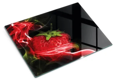 Produktbild von Glas Schneidebrett - 40x30 cm - Küchenbrett - Hartglas - Arbeitsplattenschutz - Servierbrett - Hitzebeständig - Erdbeerrauch