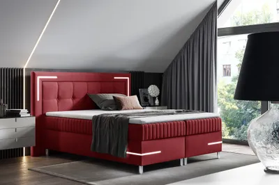 Produktbild von Boxspringbett Schlafzimmerbett 180x200cm AMORE Nr.1 Rot inkl. LED-Beleuchtung