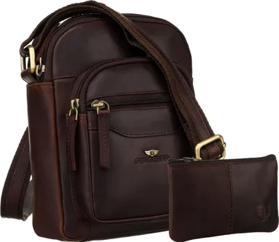 Obrázek produktu pro Peterson pánská kožená crossbody taška hnědá 21x16 cm s pouzdrem