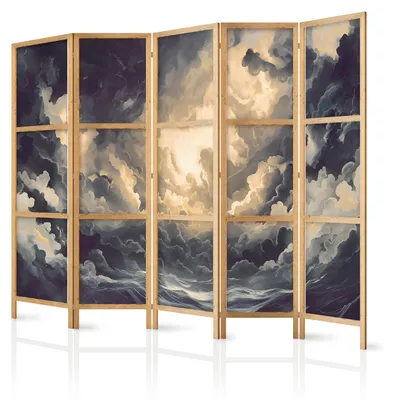 Produktbild von Muralo Japanischer PARAVENT 5-teilig Raumteiler klappbar PREMIUM-Vliesleinwand MALERISCHE WOLKEN für Schlafzimmer 225cmx172cm