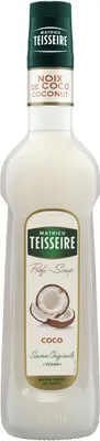 A bottle of Mathieu Teisseire Coconut Syrup.