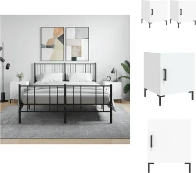Zdjęcie produktu dla vidaXL Szafki nocne 2 szt. Biały 40x40x50 cm Materiał drewnopochodny - Stoliki nocne
