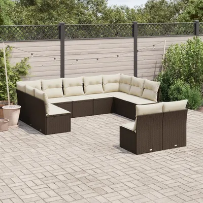 Produktbild von CLORIS 11-tlg. Garten-Sofagarnitur mit Kissen Braun Poly Rattan 2024