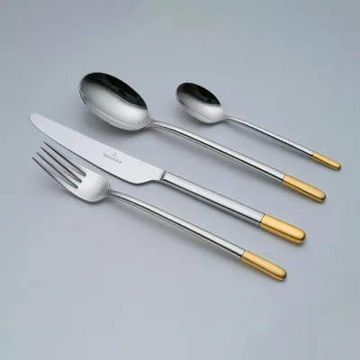 Immagine prodotto di Villeroy & Boch Advantage set di 6 cucchiai da dessert/antipasto Ella parzialmente placcati oro acciaio inox placcato argento/platino 1263510070