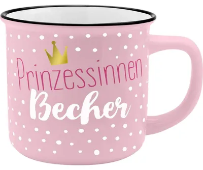 Produktbild von Sheepworld Prinzessinnen Becher, Einzelbild, 0,35 l, Schwarz, Gold, Pink, Weiß, Knochenporzellan, Universal, 1 Person(en)