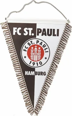 Produktbild von St. Pauli Wimpel Logo Liga aus folierter Pappe, 25 x 38 cm, braun-weiß-rot