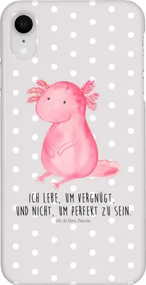 Produktbild von Mr. & Mrs. Panda Iphone XR Handyhülle Axolotl Niedlich - Grau Pastell - Geschenk, Weisheit, Liebe, Axolot, Handy Case, Zufrieden, Freundin, Premium Kunststoff