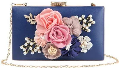 Image de Sac à main de soirée fleuri, orné de perles et de fleurs, pour un mariage