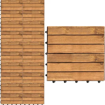 Produktbild von Bettizia Holzfliesen Terrassenfliesen Bodenfliesen Balkonfliesen Akazien-Holzfliesen 30 x 30 cm leicht verlegbar 55x