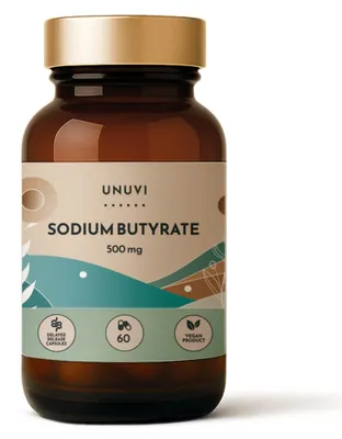 Produktbild von Natriumbutyrat 500 mg, 60 vegetarische magensaftresistente Kapseln – UNUVI