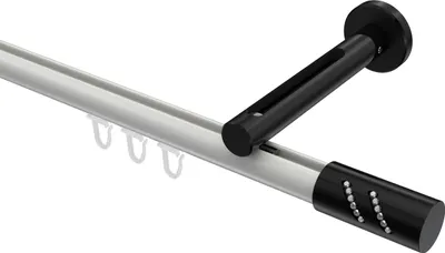 Produktbild von Interdeco Innenlaufstange / Gardinenstange mit Innenlauf Weiß / Schwarz, Typ Siteno Zoena (Glitzerzylinder), 20 mm Ø 1-läufig, 520 cm