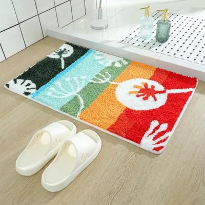 Produktbild von Badematte 80x50 cm – saugfähig, rutschfest, weich – Bad, Dusche, WC