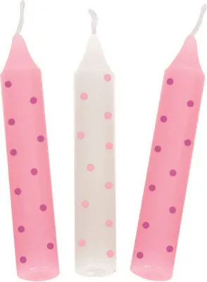 Produktbild von goki 60697 Geburtstagskerzen, gepunktet, 10 cm Ø 1,3 cm, rosa (10er Pack)
