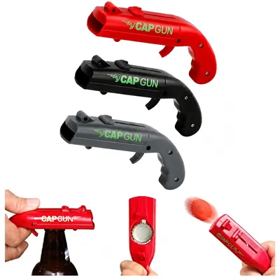 3er-Set Flaschenöffner Pistole – Kronkorken-Werfer für Partys