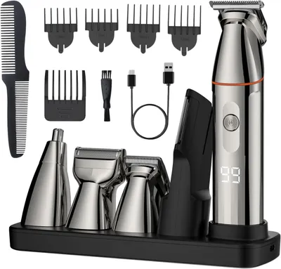 Produktbild von Rasierer Herren Elektrisch, 5-in-1 Profi Pflegeset für Männer, Haarschneidemaschine, Bartschneider, Präzisionstrimmer für Nase, Ohren & Körper
