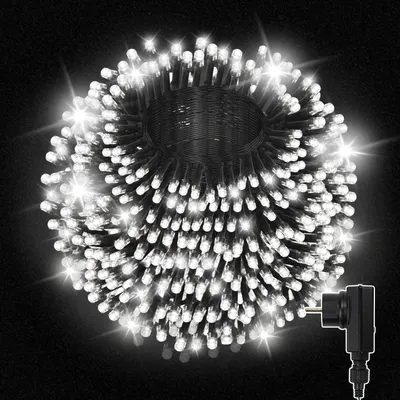 Produktbild von Ikodm Lichterketten 10 m mit 100 LED, Kaltweiß, 8 Modi, IP44, 31 V, schwarzem Kabel, für Weihnachten und Garten