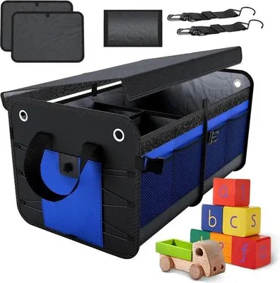 Image de Organisateur et tiroir de coffre imperméables – Pliable avec fond antidérapant pour le rangement du coffre, les accessoires automobiles et les produits d'entretien automobile