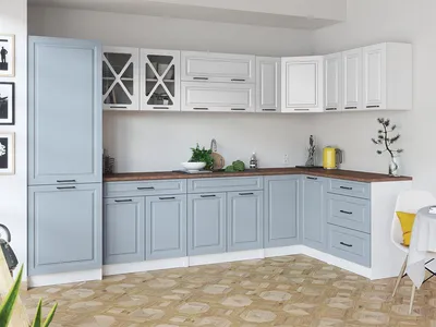 Obrázek produktu pro Rohová kuchyňská linka SINGRID - Bílá + denim