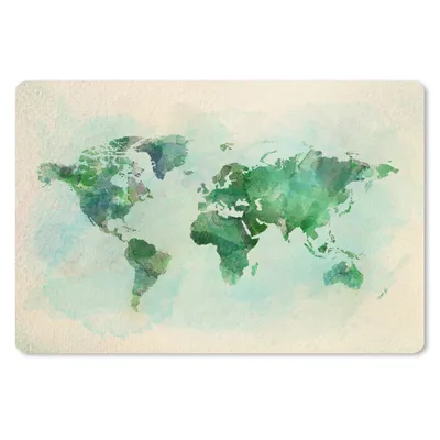 Produktbild von MuchoWow® Schreibtischunterlage Weltkarte - Aquarell - Grün 60x40 cm - XXL Mauspad - Großes Mauspad