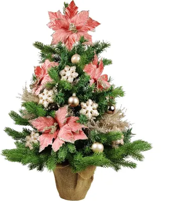 Produktbild von Geschmückter künstlicher Weihnachtsbaum POMPÉ FLAKE 60 cm mit LED-BELEUCHTUNG IM TOPF