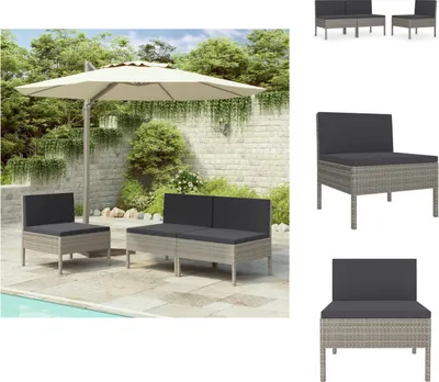 Produktbild von vidaXL Gartenstühle 3 Stk. mit Auflagen Poly Rattan Grau - Gartenstühle
