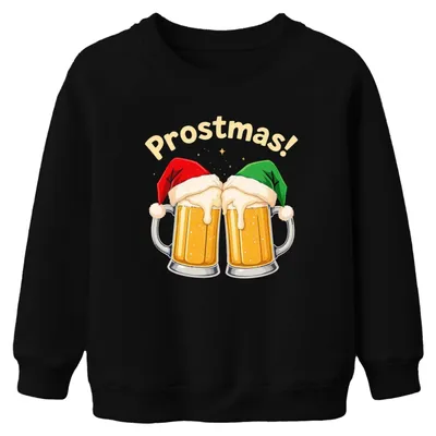 Produktbild von Prostmas Bierkrug Bier Weihnachten lustig Geschenk Kinder Sweatshirt Pullover, Schwarz, 116